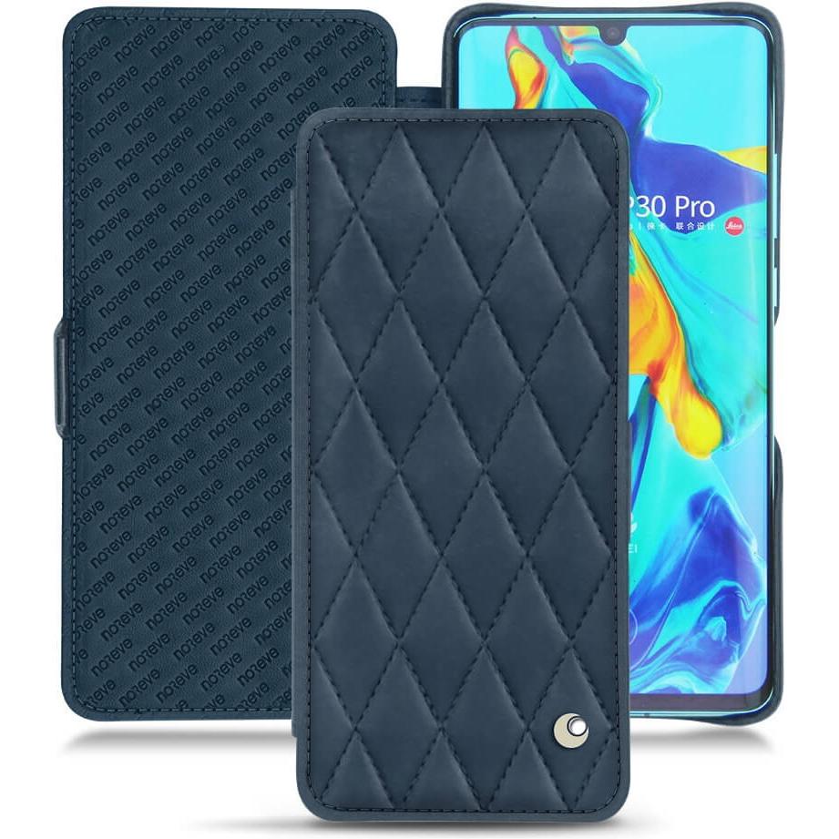 Noreve Lederschutzhülle horizontal (Huawei P30 Pro), Smartphone Hülle, Blau