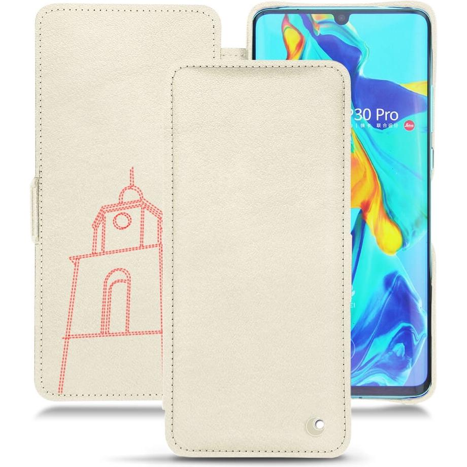 Noreve Lederschutzhülle horizontal (Huawei P30 Pro), Smartphone Hülle, Weiss