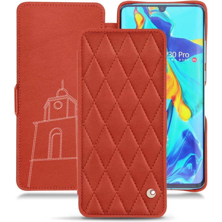 Thumbnail - Noreve Lederschutzhülle horizontal (Huawei P30 Pro), Smartphone Hülle, Orange