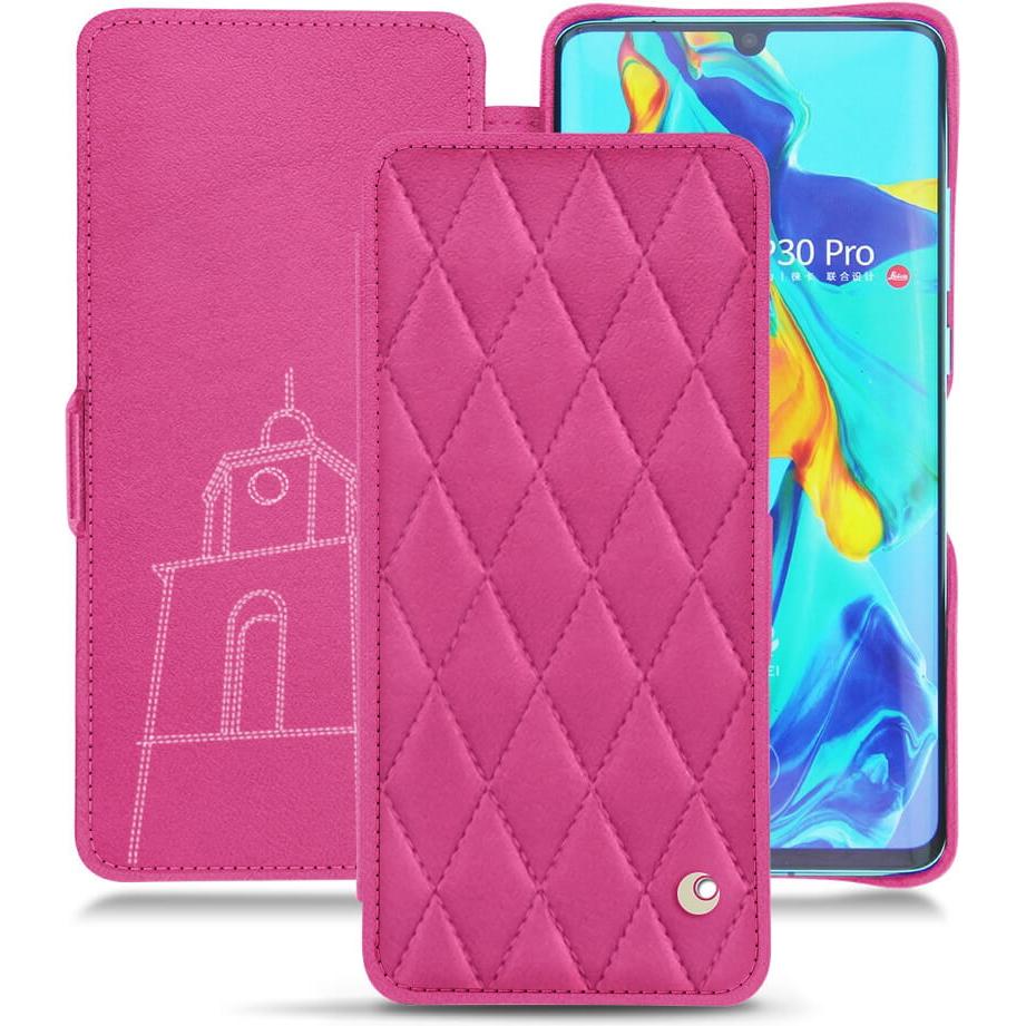 Noreve Lederschutzhülle horizontal (Huawei P30 Pro), Smartphone Hülle, Rosa