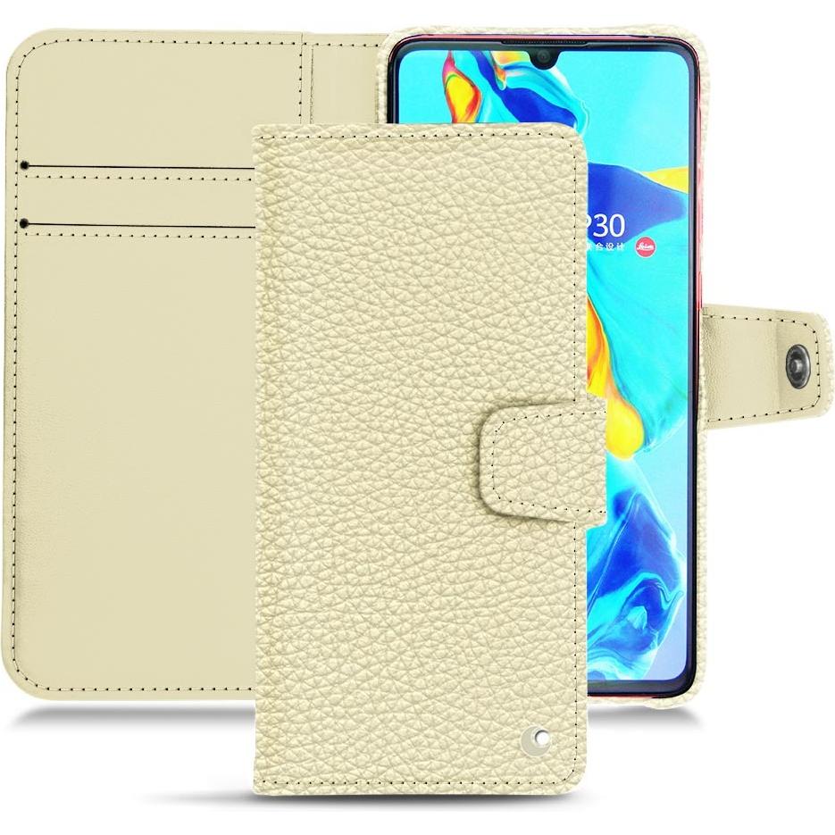Noreve Lederschutzhülle Wallet (Huawei P30), Smartphone Hülle, Weiss