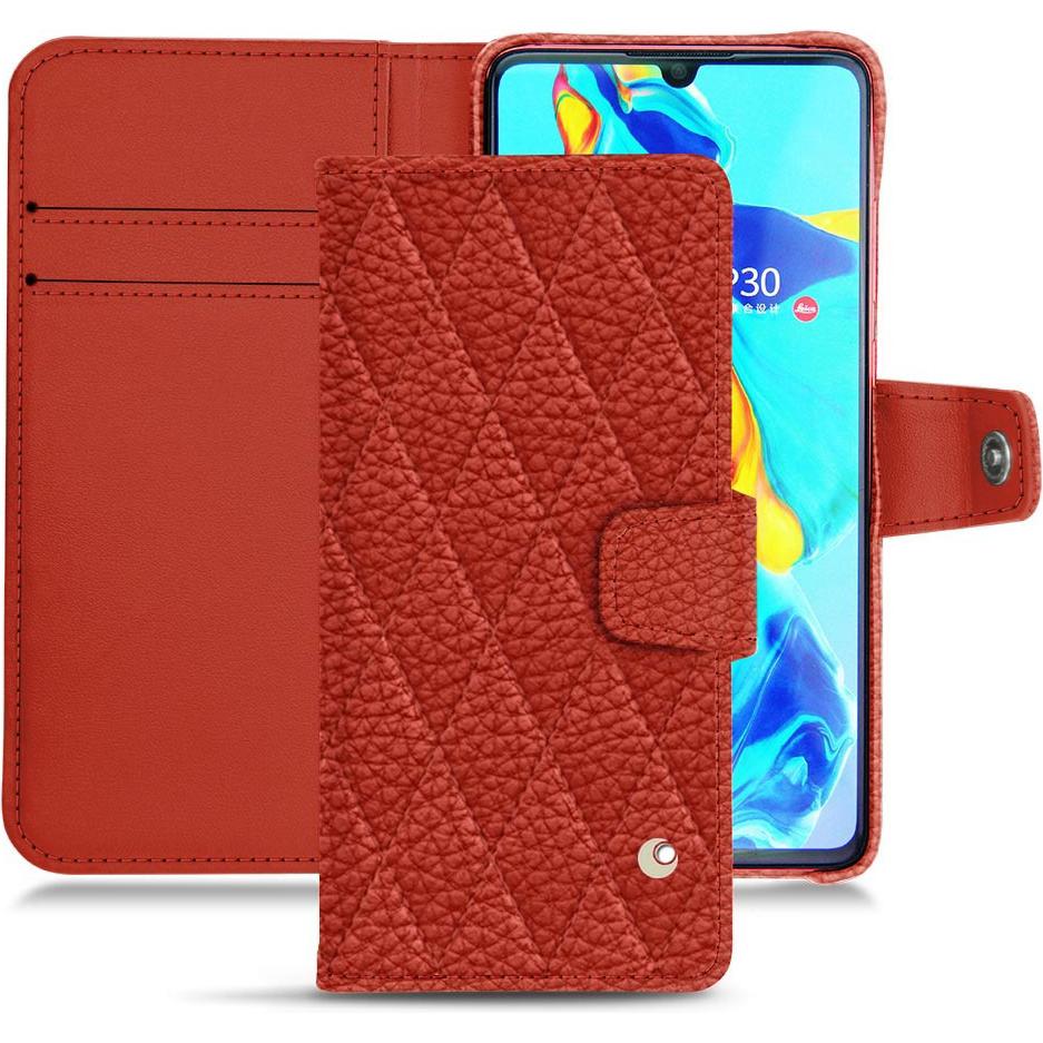 Noreve Lederschutzhülle Wallet (Huawei P30), Smartphone Hülle, Orange