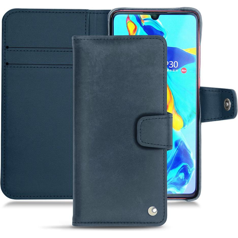 Noreve Lederschutzhülle Wallet (Huawei P30), Smartphone Hülle, Blau