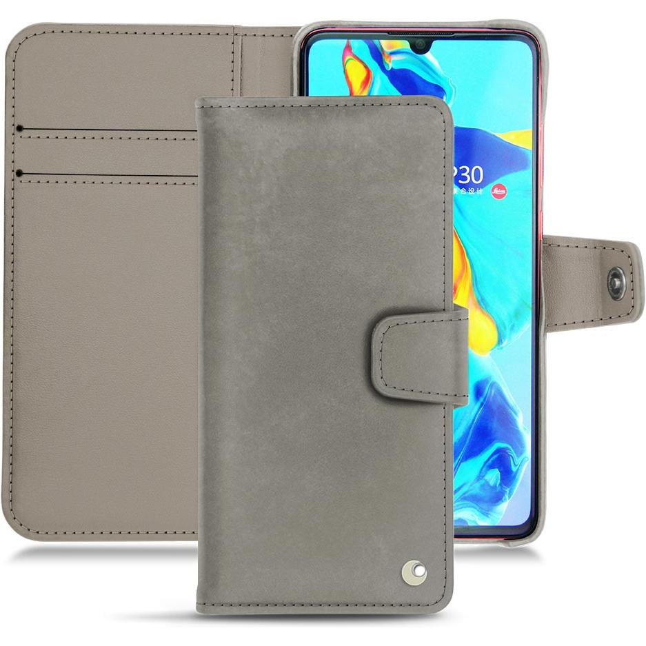 Noreve Lederschutzhülle Wallet (Huawei P30), Smartphone Hülle, Grau