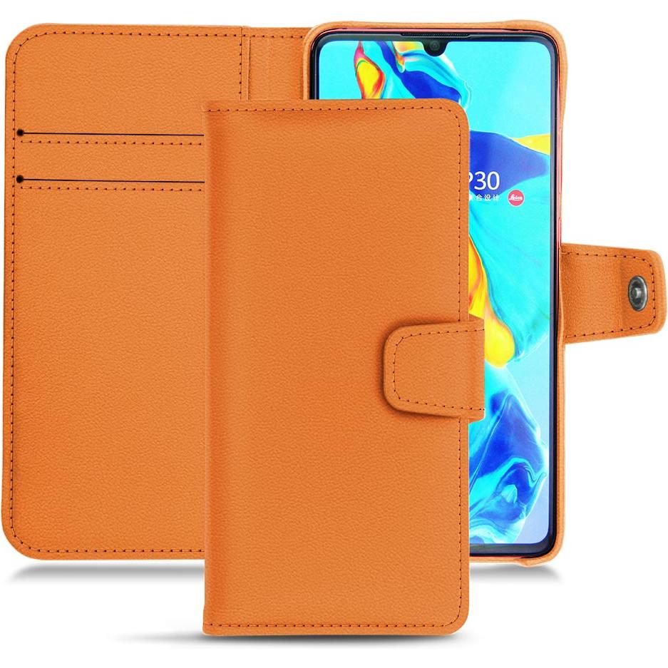 Noreve Lederschutzhülle Wallet (Huawei P30), Smartphone Hülle, Orange