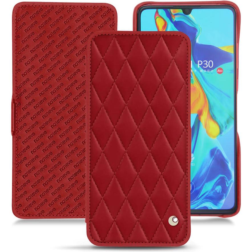 Noreve Lederschutzhülle horizontal (Huawei P30), Smartphone Hülle, Rot