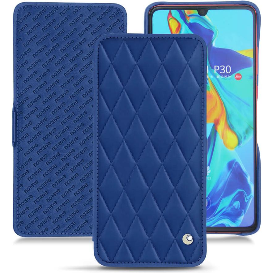 Noreve Lederschutzhülle horizontal (Huawei P30), Smartphone Hülle, Blau