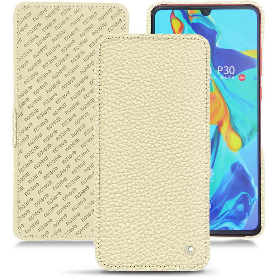 Noreve Lederschutzhülle horizontal (Huawei P30), Smartphone Hülle, Weiss