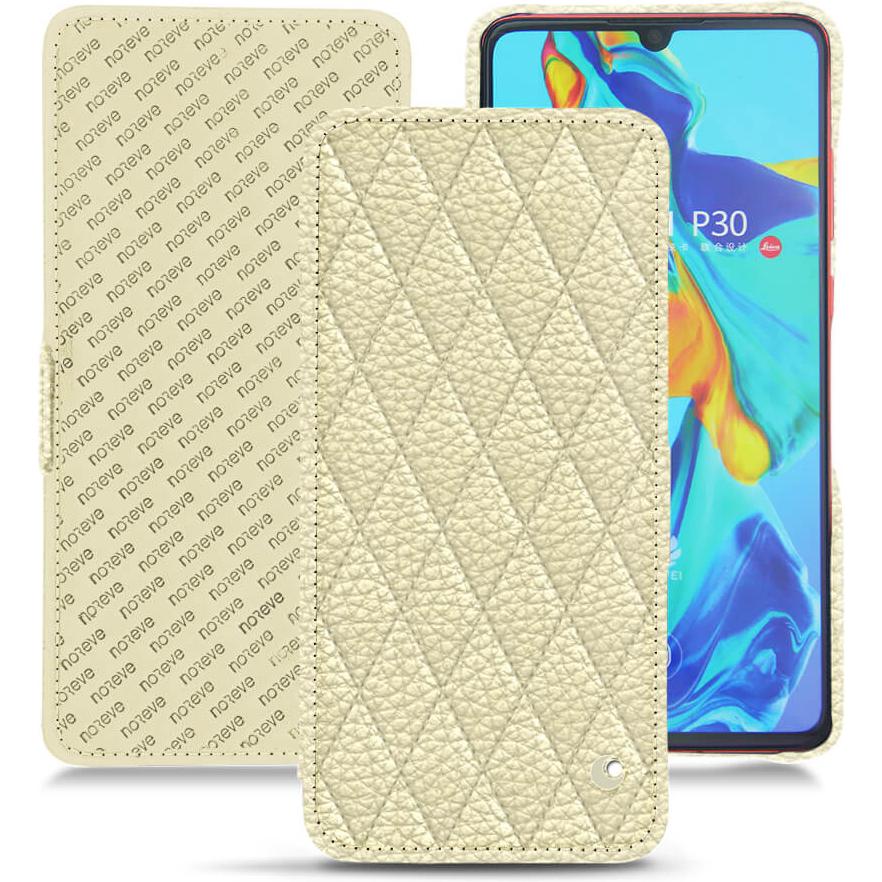 Noreve Lederschutzhülle horizontal (Huawei P30), Smartphone Hülle, Weiss
