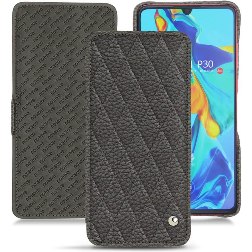 Noreve Lederschutzhülle horizontal (Huawei P30), Smartphone Hülle, Grau