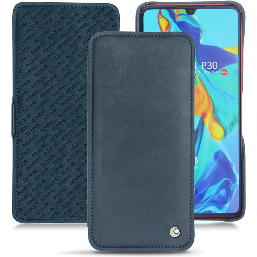 Noreve Lederschutzhülle horizontal (Huawei P30), Smartphone Hülle, Blau