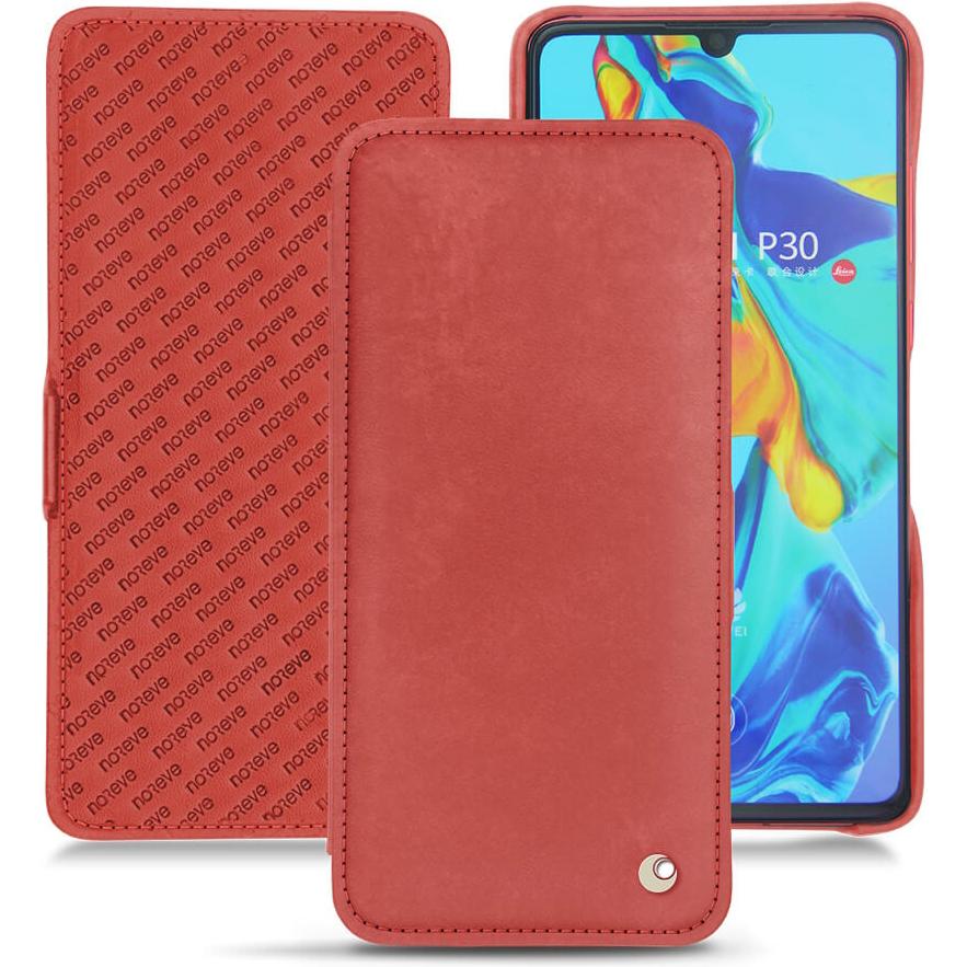 Noreve Lederschutzhülle horizontal (Huawei P30), Smartphone Hülle, Rot