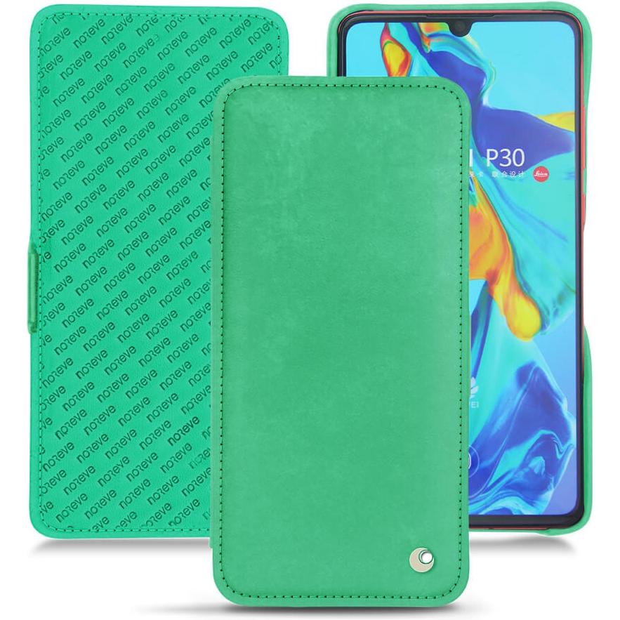Noreve Lederschutzhülle horizontal (Huawei P30), Smartphone Hülle, Grün