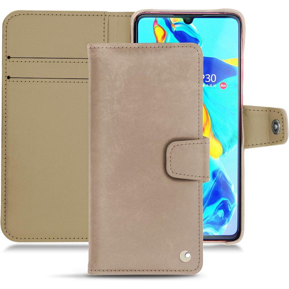 Noreve Lederschutzhülle Wallet (Huawei P30), Smartphone Hülle, Beige