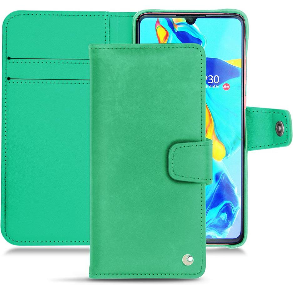 Noreve Lederschutzhülle Wallet (Huawei P30), Smartphone Hülle, Grün