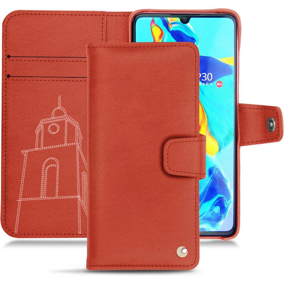 Noreve Lederschutzhülle Wallet (Huawei P30), Smartphone Hülle, Orange