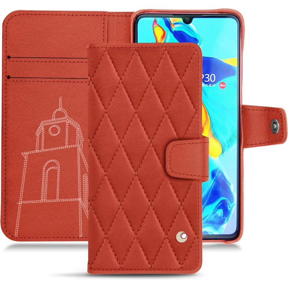 Noreve Lederschutzhülle Wallet (Huawei P30), Smartphone Hülle, Orange