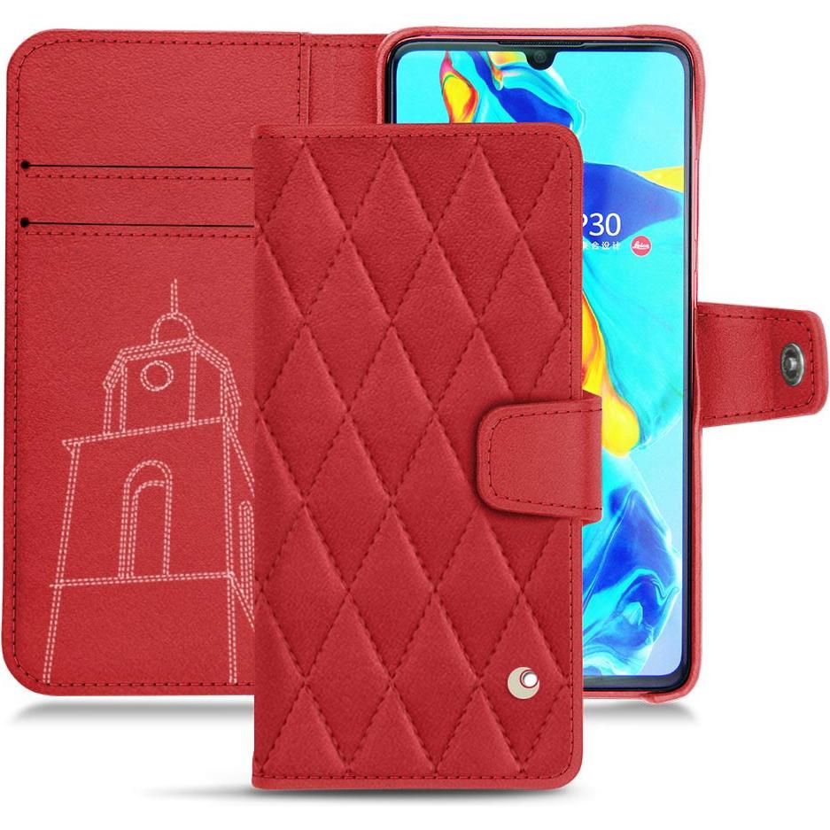 Noreve Lederschutzhülle Wallet (Huawei P30), Smartphone Hülle, Rot