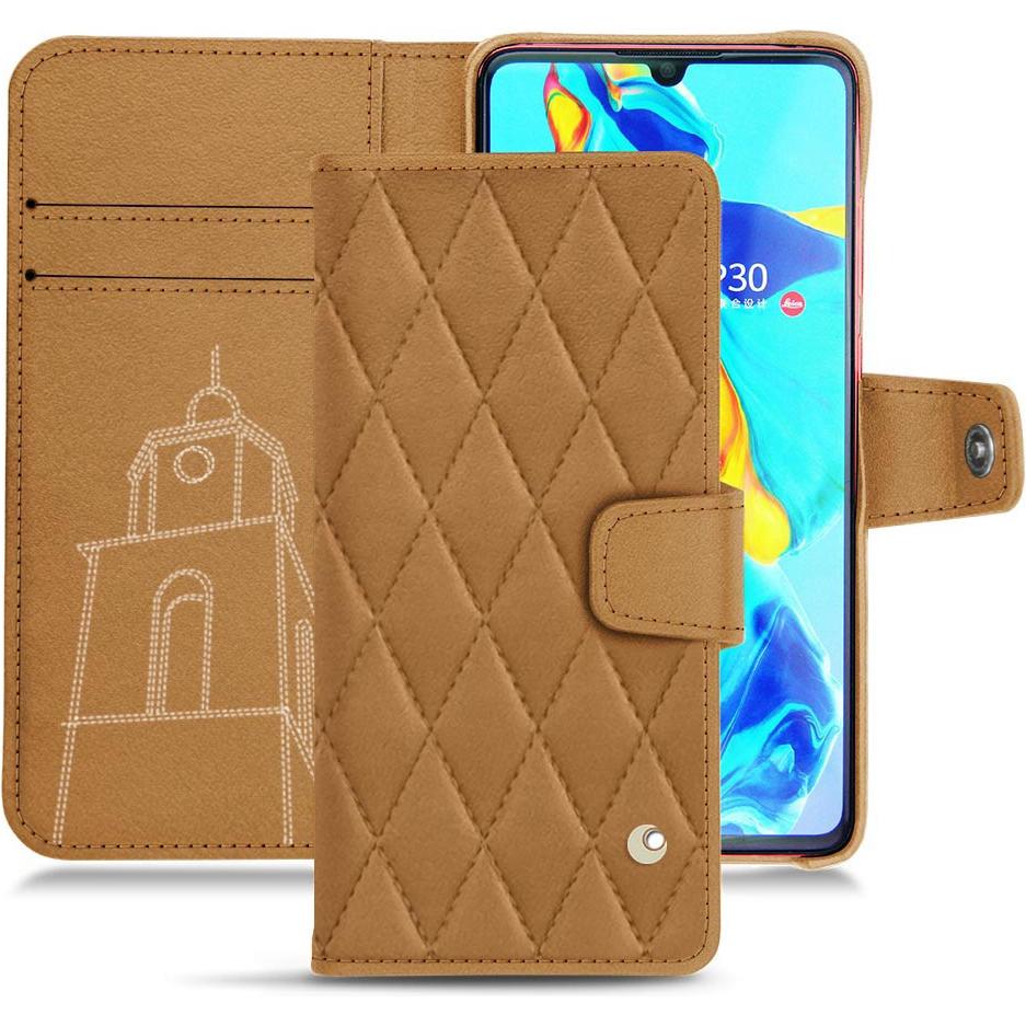 Noreve Lederschutzhülle Wallet (Huawei P30), Smartphone Hülle, Braun