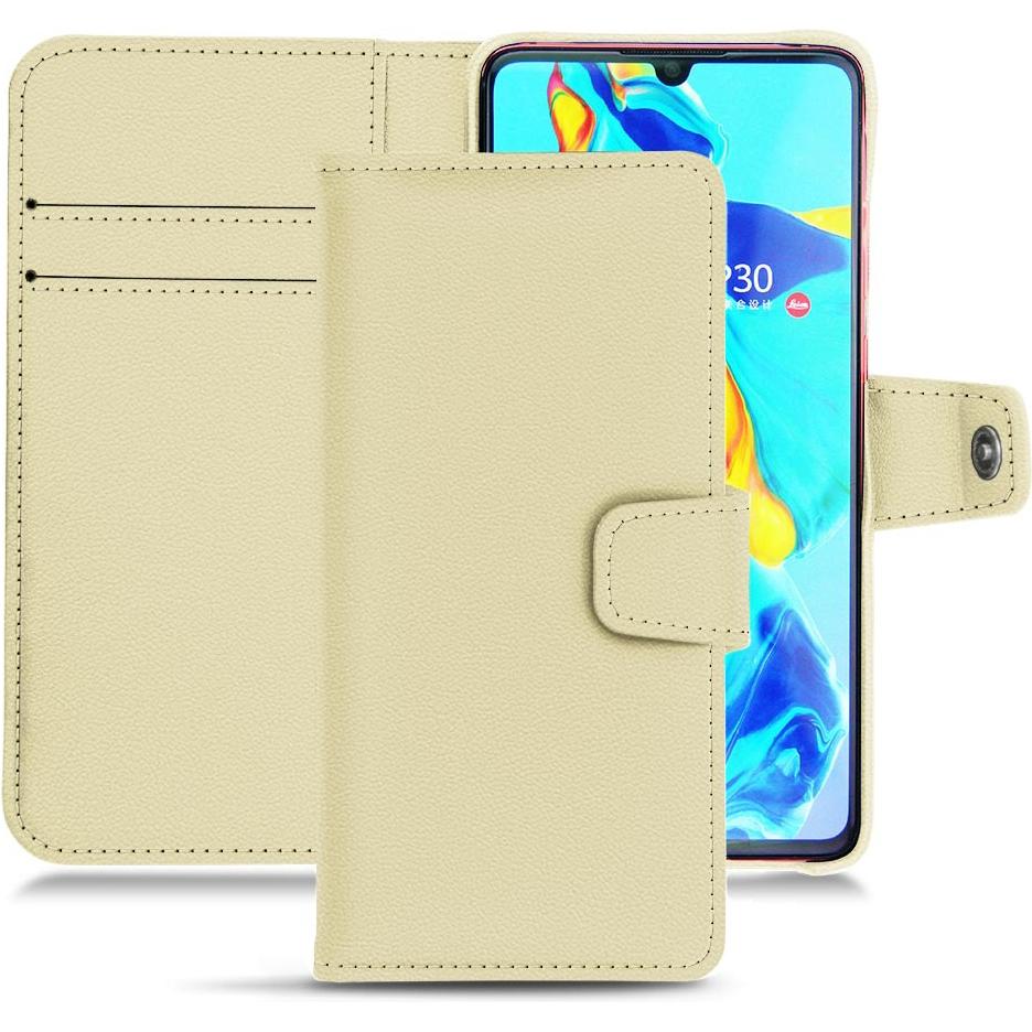 Noreve Lederschutzhülle Wallet (Huawei P30), Smartphone Hülle, Beige