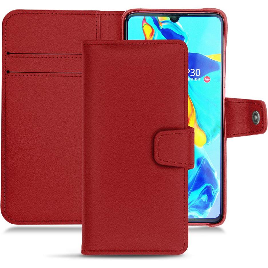 Noreve Lederschutzhülle Wallet (Huawei P30), Smartphone Hülle, Rot