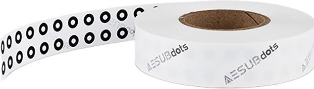 Actual product image Aesub DOTS Targets WHITE 3mm AESD003 Scanning Targets 6000pcs/roll