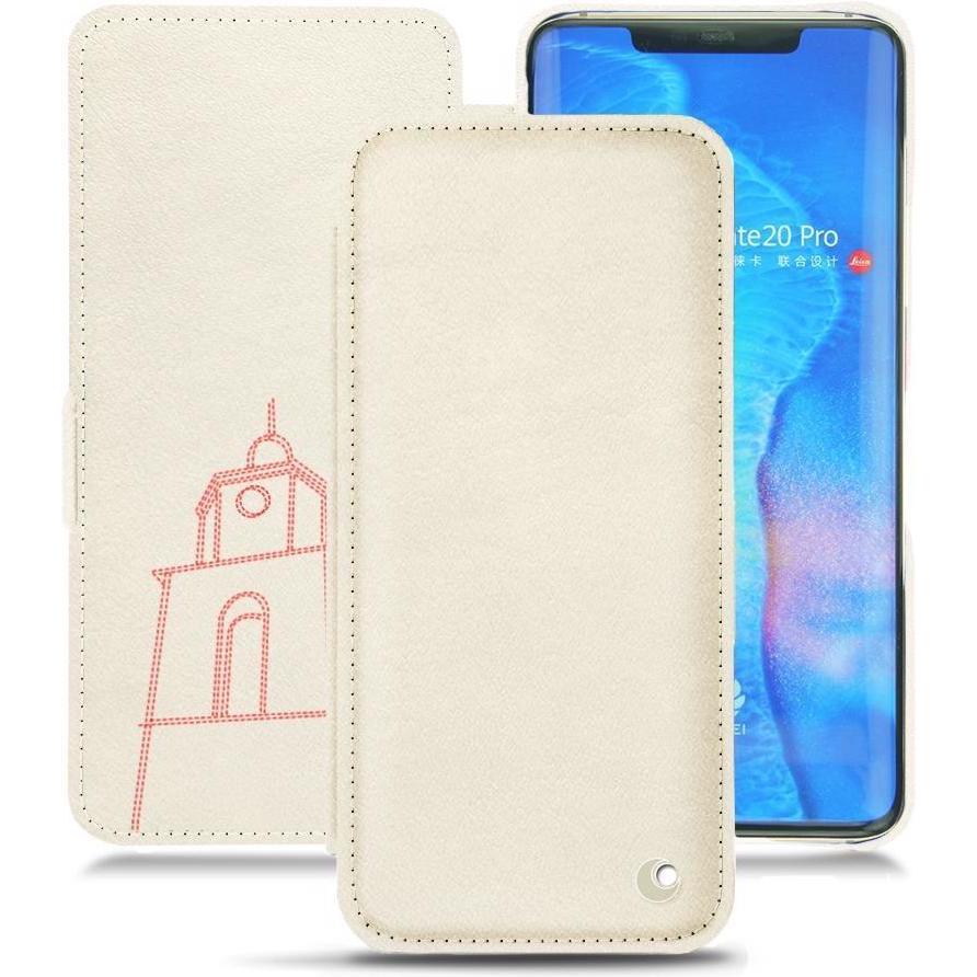 Noreve Lederschutzhülle horizontal (Huawei Mate 20 Pro), Smartphone Hülle, Weiss