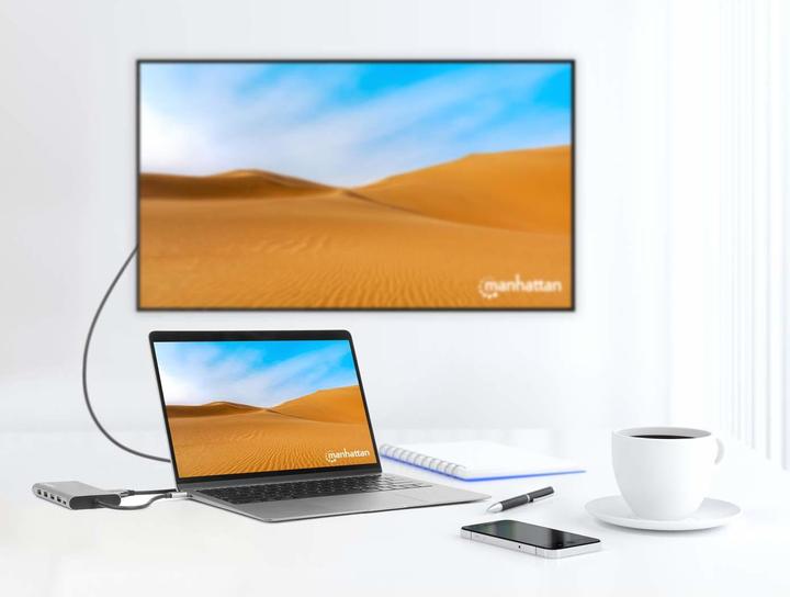 Produktbild Manhattan USB-C PD 12-in-1-Dockingstation mit MST für drei HDMI-Monitore (USB-C, 1 Ports)