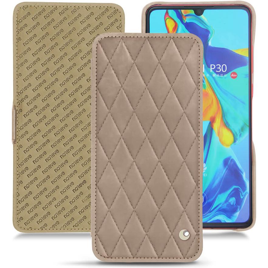 Thumbnail - Noreve Lederschutzhülle horizontal (Huawei P30), Smartphone Hülle, Beige