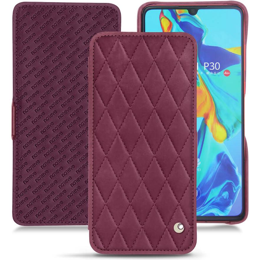 Noreve Lederschutzhülle horizontal (Huawei P30), Smartphone Hülle, Violett