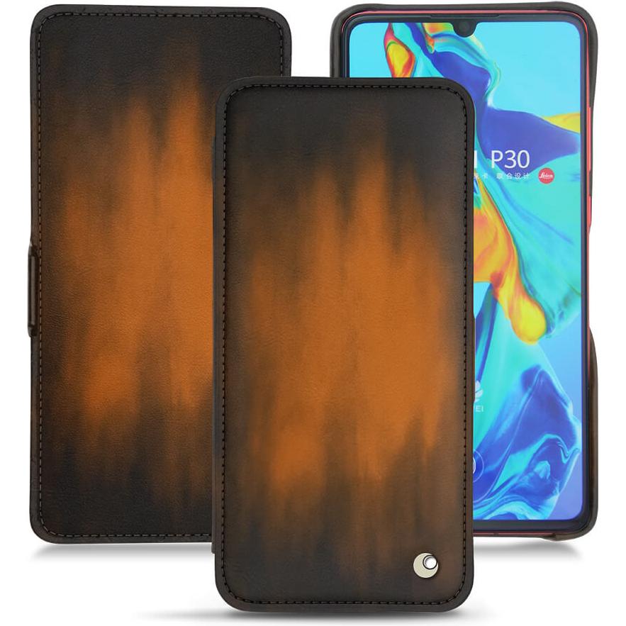 Thumbnail - Noreve Lederschutzhülle horizontal (Huawei P30), Smartphone Hülle, Braun