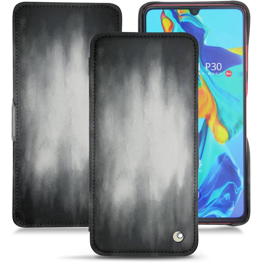 Thumbnail - Noreve Lederschutzhülle horizontal (Huawei P30), Smartphone Hülle, Grau