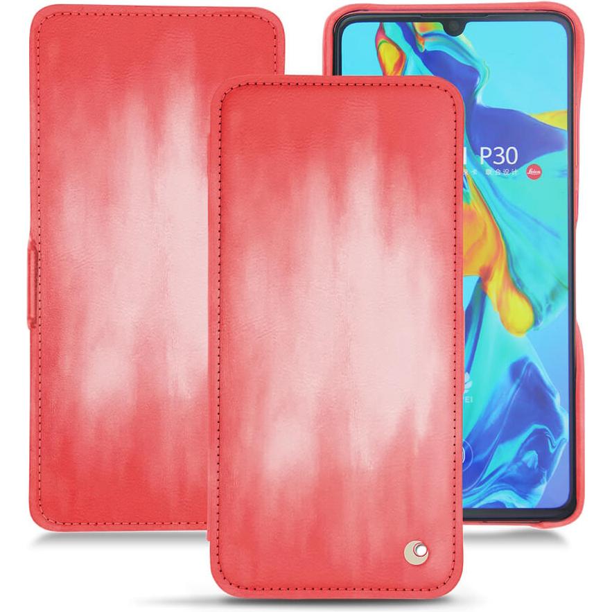 Noreve Lederschutzhülle horizontal (Huawei P30), Smartphone Hülle, Rosa