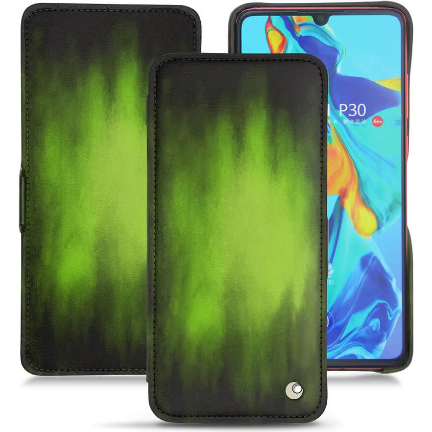 Thumbnail - Noreve Lederschutzhülle horizontal (Huawei P30), Smartphone Hülle, Grün