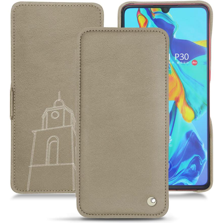 Noreve Lederschutzhülle horizontal (Huawei P30), Smartphone Hülle, Beige