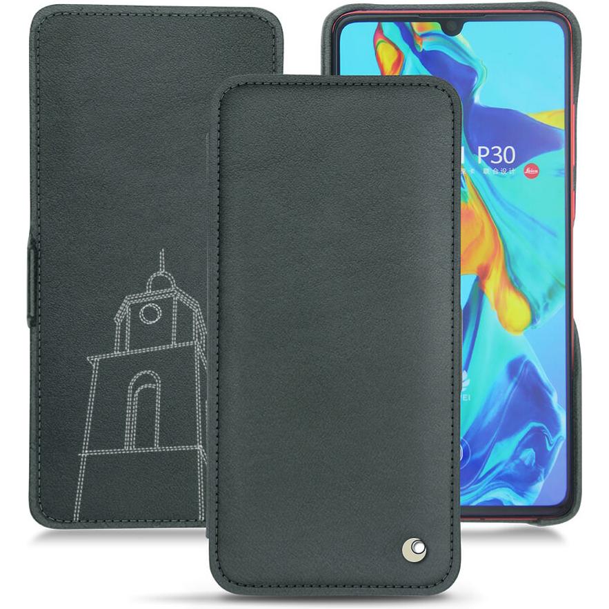 Noreve Lederschutzhülle horizontal (Huawei P30), Smartphone Hülle, Blau