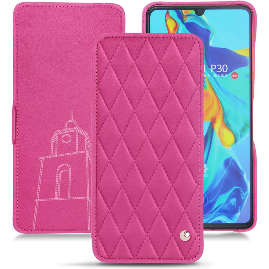 Noreve Lederschutzhülle horizontal (Huawei P30), Smartphone Hülle, Rosa