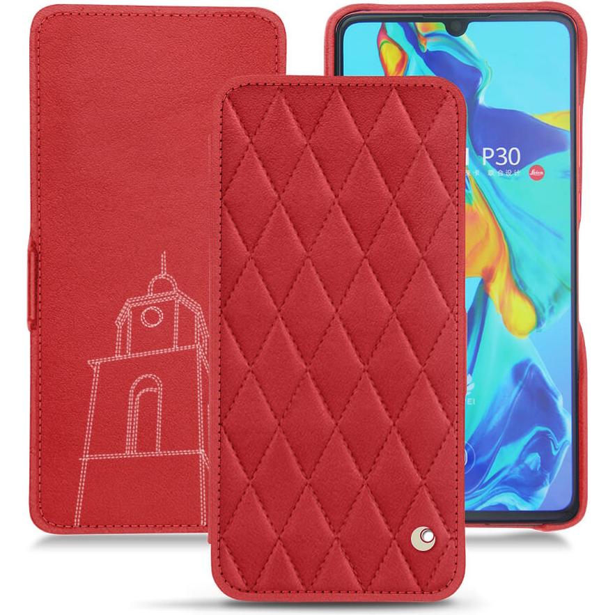 Noreve Lederschutzhülle horizontal (Huawei P30), Smartphone Hülle, Rot