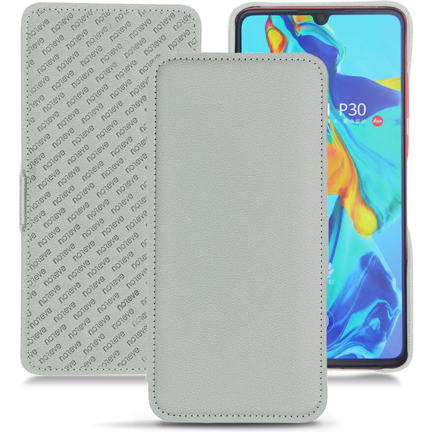 Noreve Lederschutzhülle horizontal (Huawei P30), Smartphone Hülle, Grau