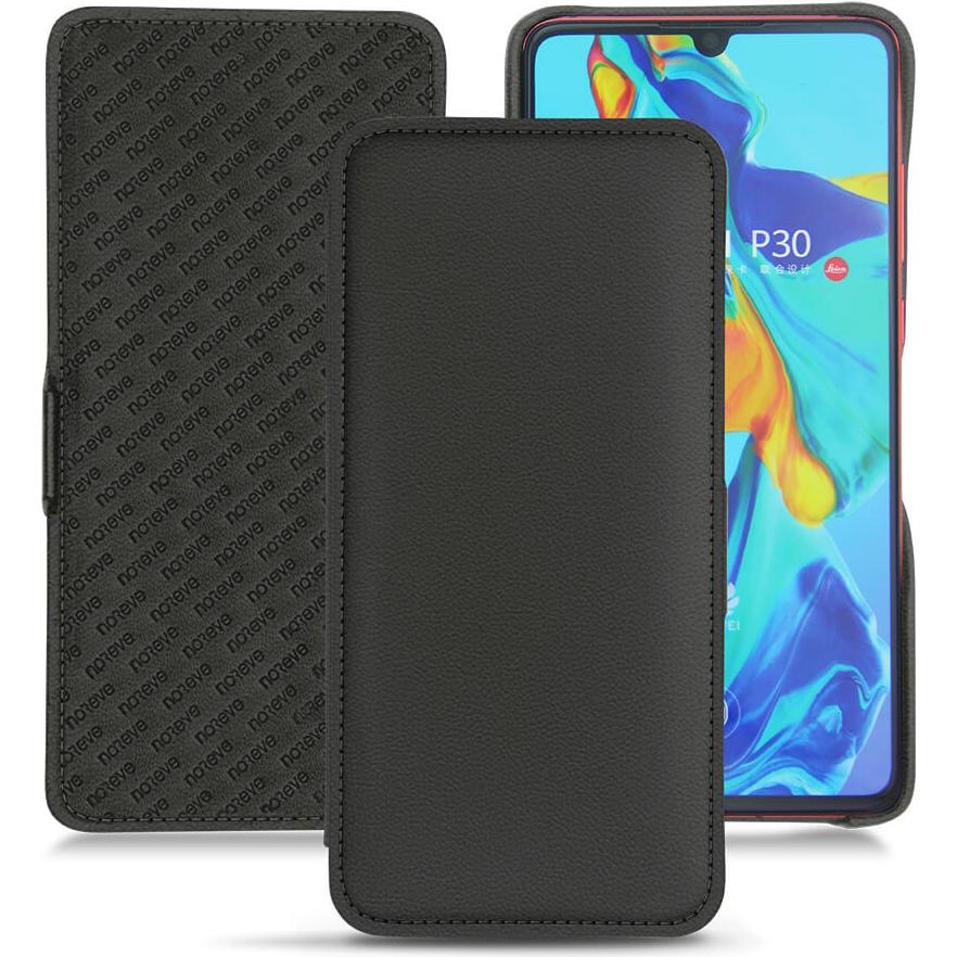 Noreve Lederschutzhülle horizontal (Huawei P30), Smartphone Hülle, Schwarz