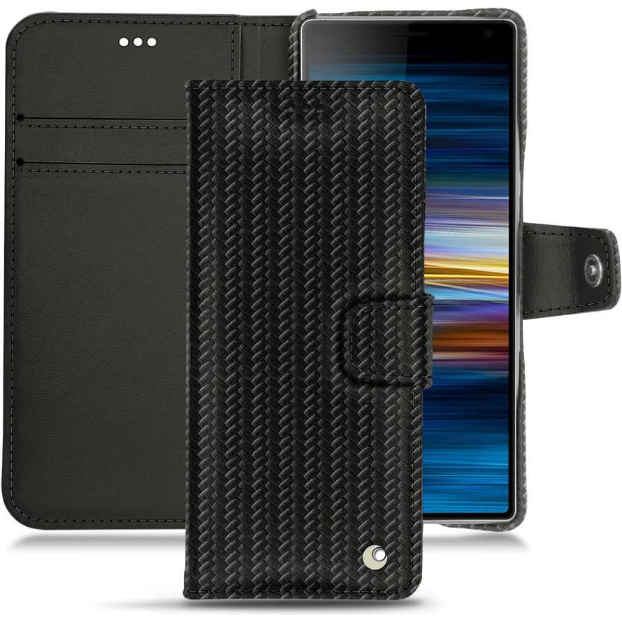 Noreve Lederschutzhülle Wallet (Sony Xperia 10 Plus), Smartphone Hülle, Schwarz