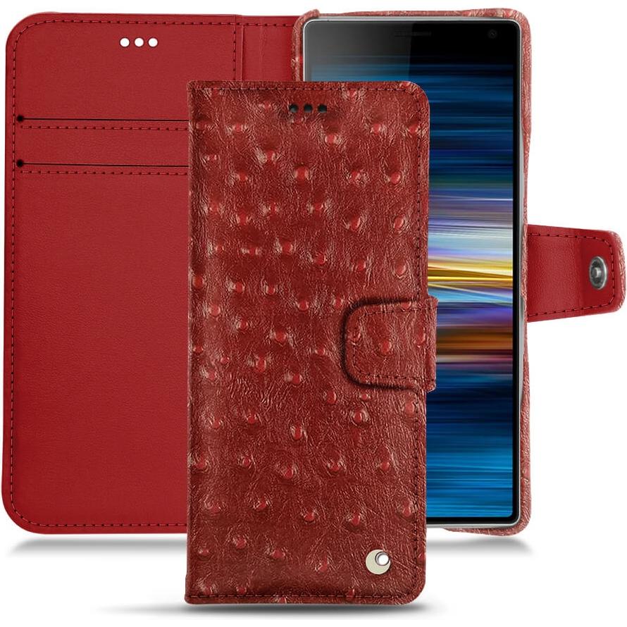 Noreve Lederschutzhülle Wallet (Sony Xperia 10 Plus), Smartphone Hülle, Rot