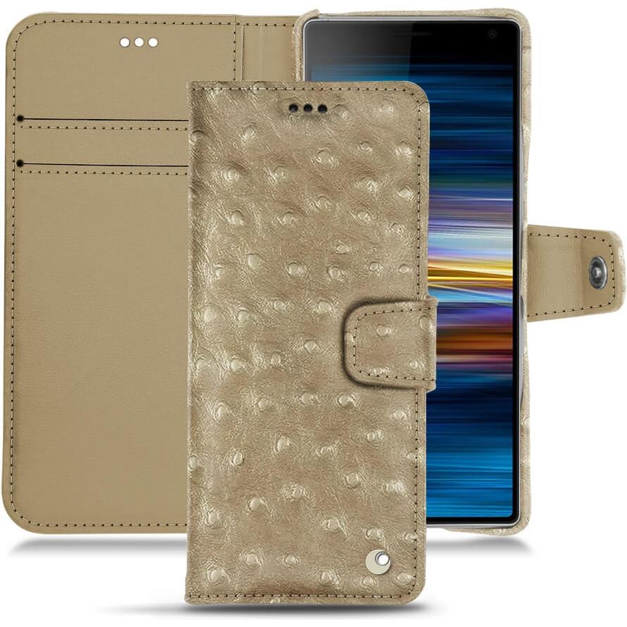 Noreve Lederschutzhülle Wallet (Sony Xperia 10 Plus), Smartphone Hülle, Beige