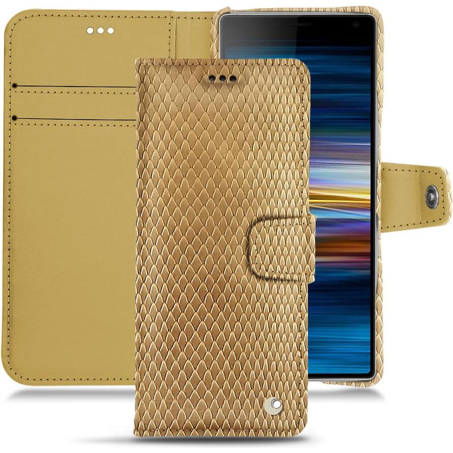 Noreve Lederschutzhülle Wallet (Sony Xperia 10 Plus), Smartphone Hülle, Beige