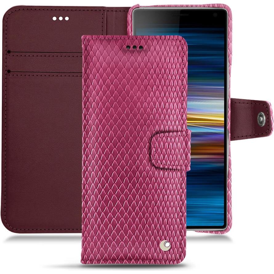 Noreve Lederschutzhülle Wallet (Sony Xperia 10 Plus), Smartphone Hülle, Rosa