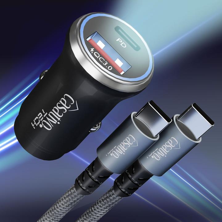 Actual product image Casativo Kfz-USB-Netzteil, (54 Watt) inkl. Ladekabel, USB-C PD & USB-A QC