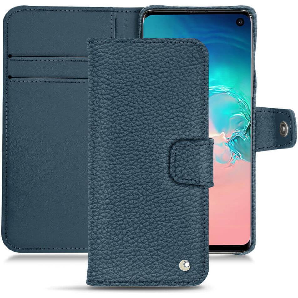 Noreve Lederschutzhülle Wallet (Samsung Galaxy S10e), Smartphone Hülle, Blau