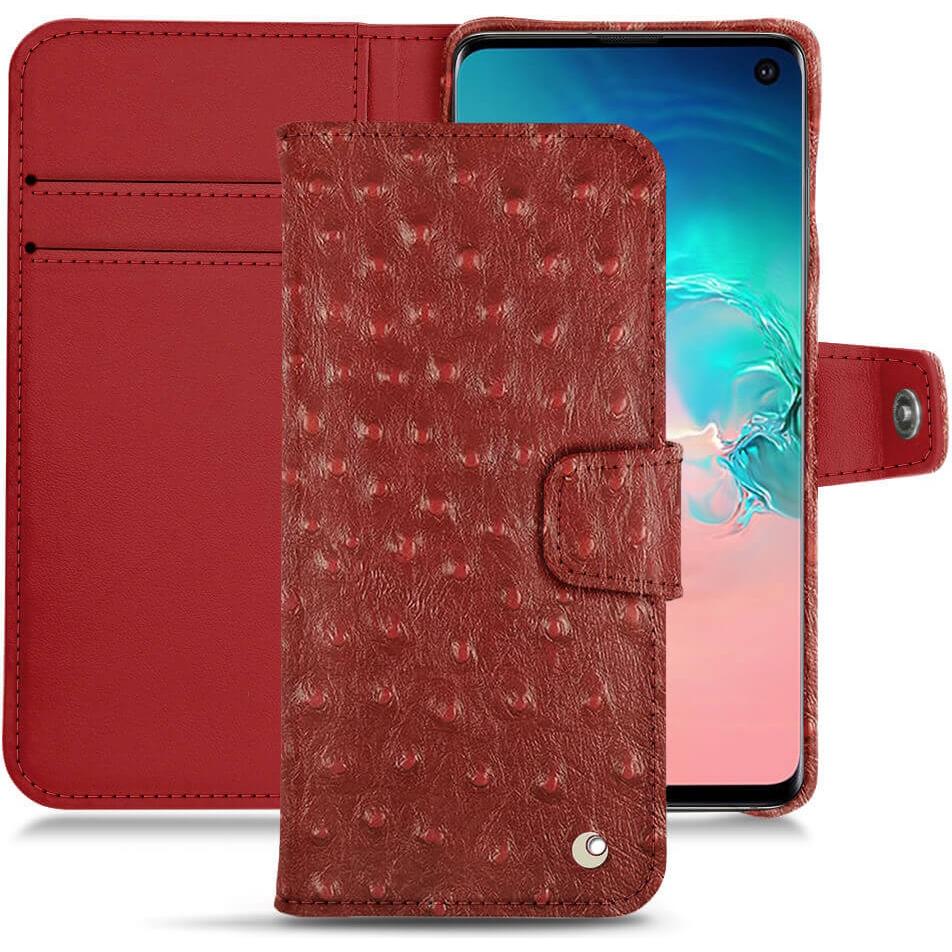 Noreve Lederschutzhülle Wallet (Samsung Galaxy S10e), Smartphone Hülle, Rot
