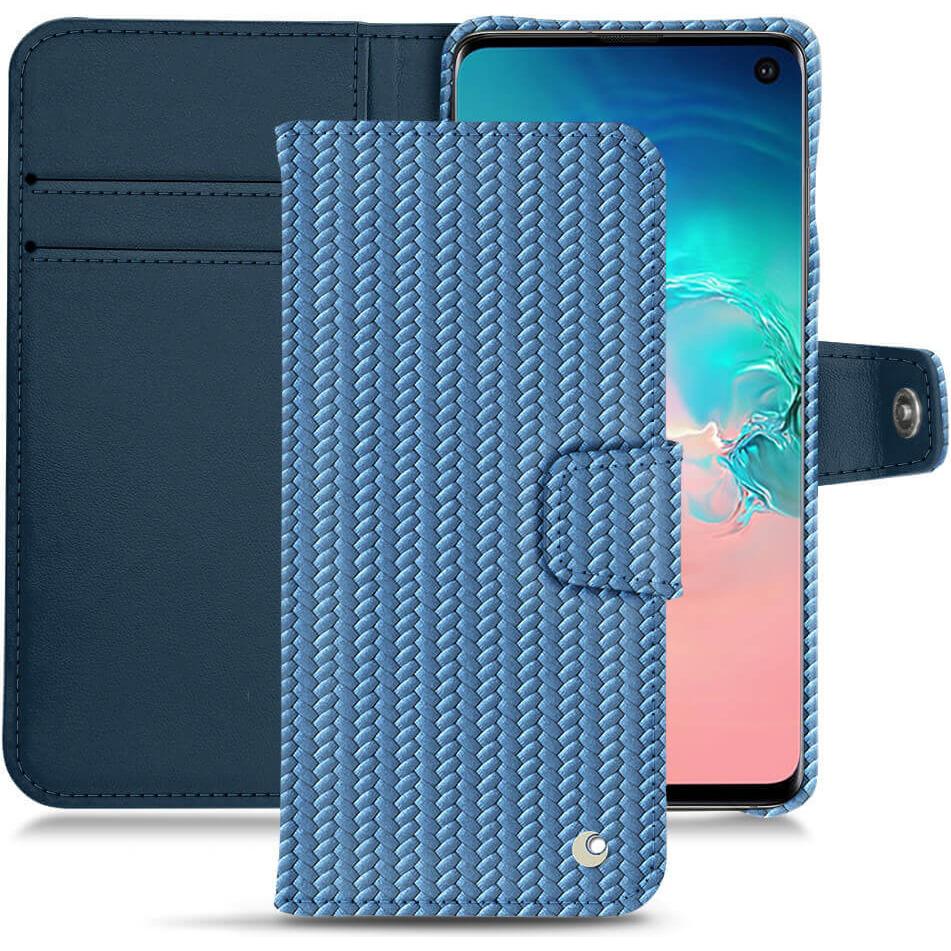 Noreve Lederschutzhülle Wallet (Samsung Galaxy S10e), Smartphone Hülle, Blau
