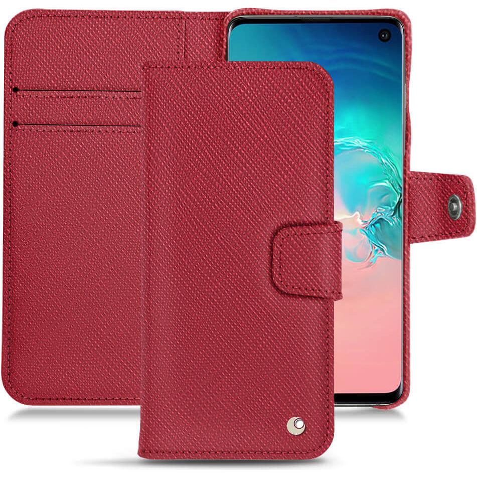 Noreve Lederschutzhülle Wallet (Samsung Galaxy S10e), Smartphone Hülle, Rot